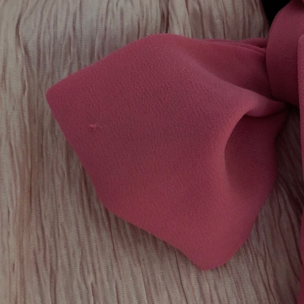 Voy elegant contrast Pink Bow Tie coquette office fabulous bubble sleeve S READ - Picture 11 of 11